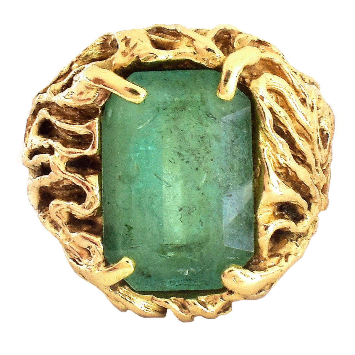 Man's Emerald and 14K Gold Ring
