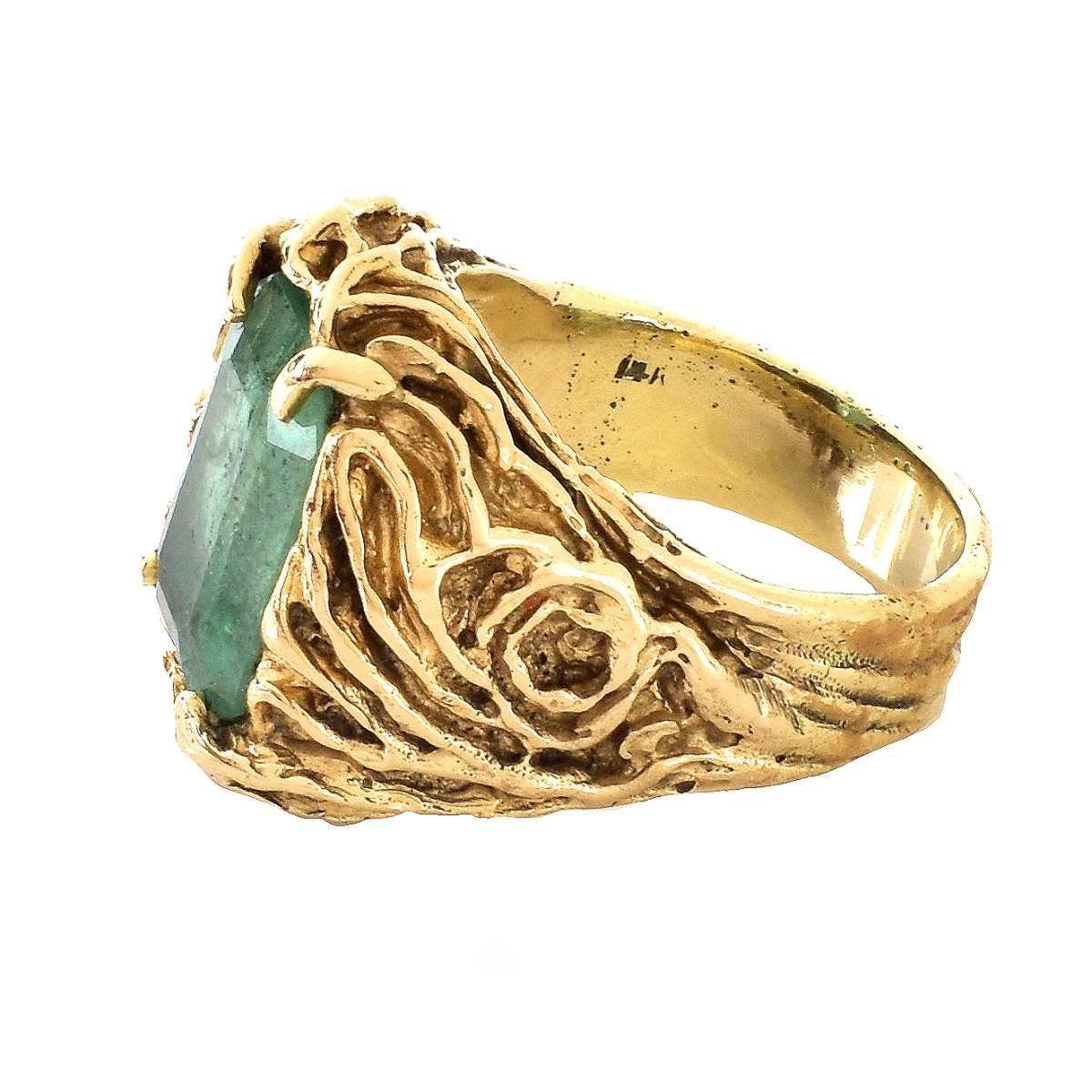 Man's Emerald and 14K Gold Ring