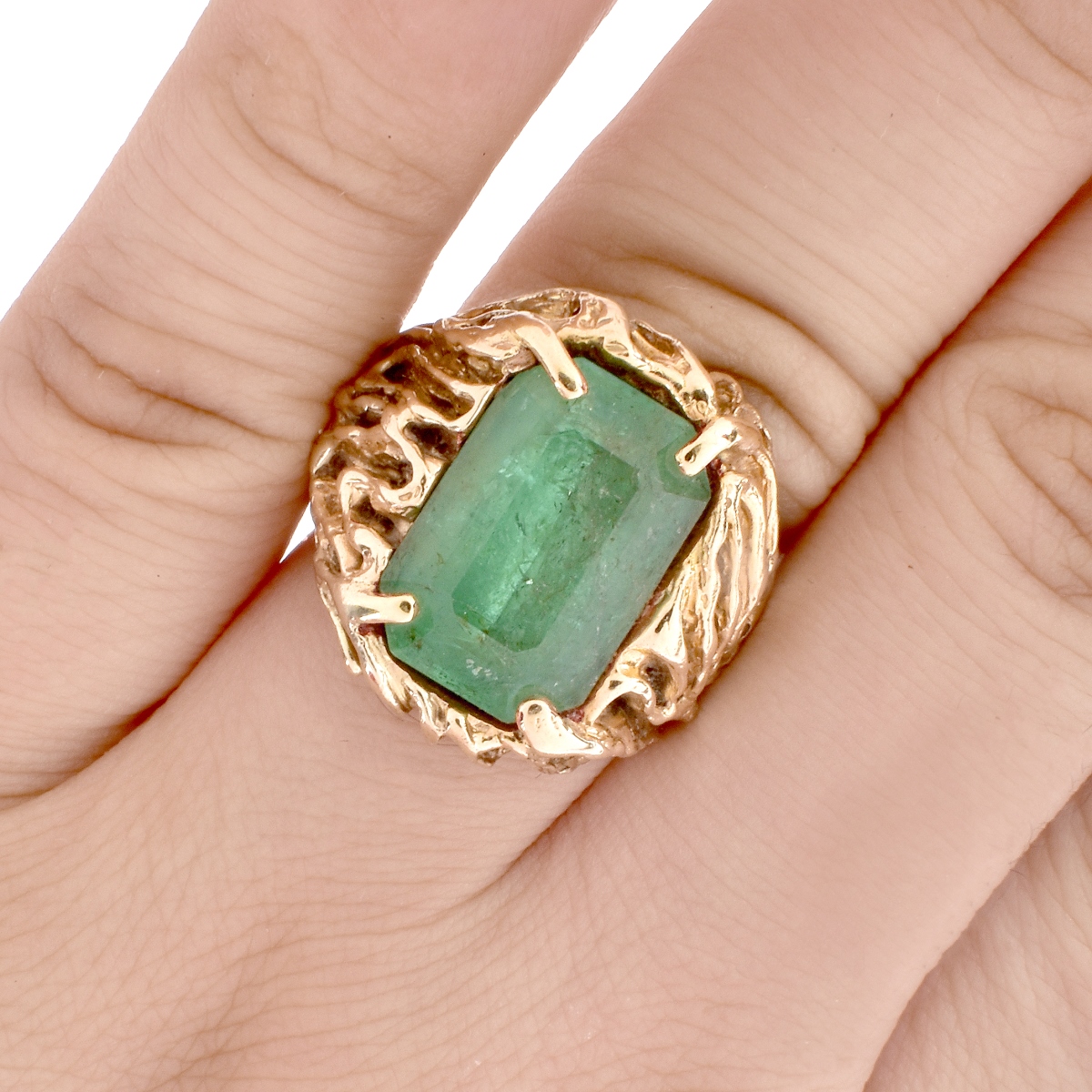 Man's Emerald and 14K Gold Ring