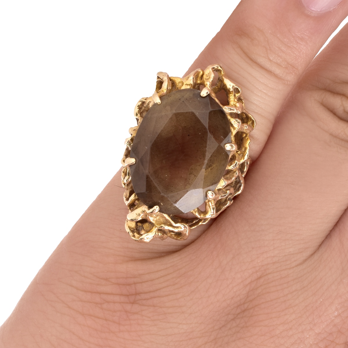 Vintage Smokey Topaz and 14K Gold Ring