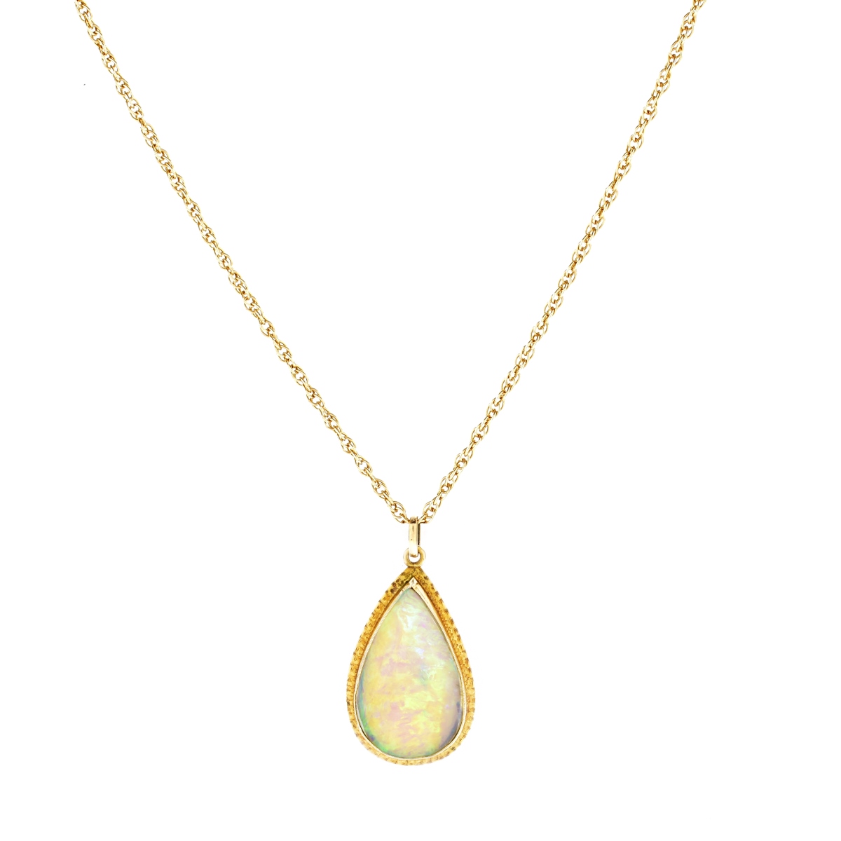 Vintage Opal and 14K Gold Pendant Necklace