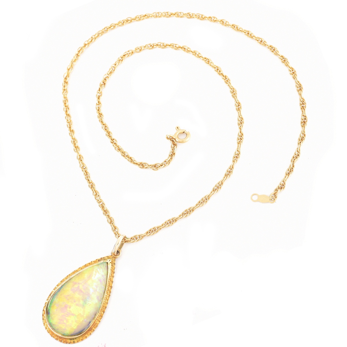 Vintage Opal and 14K Gold Pendant Necklace