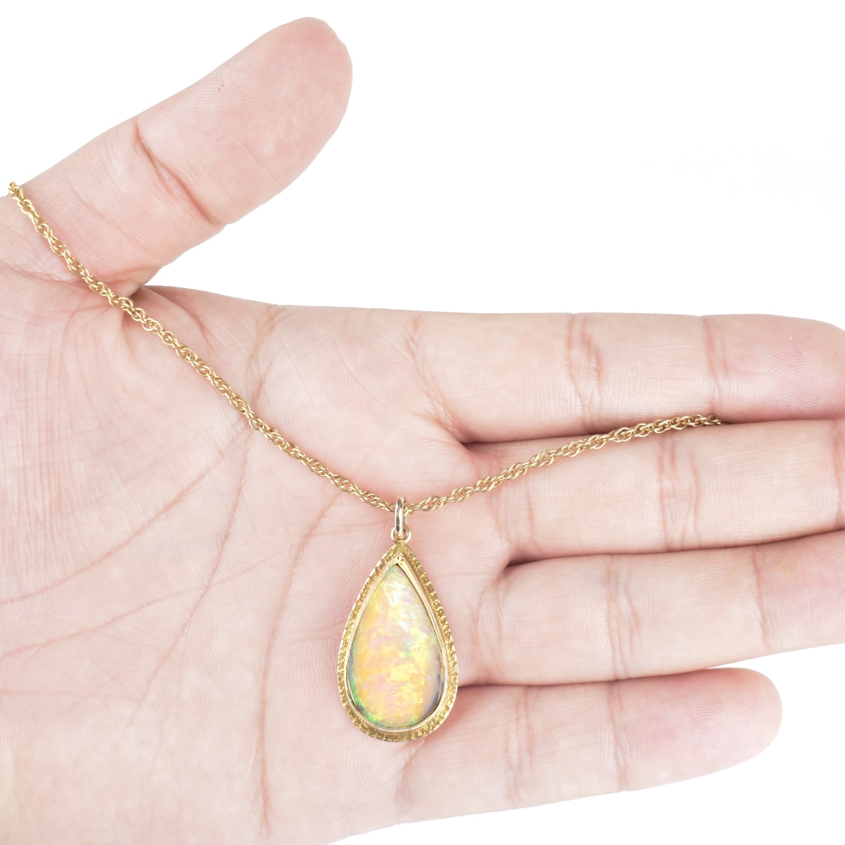 Vintage Opal and 14K Gold Pendant Necklace