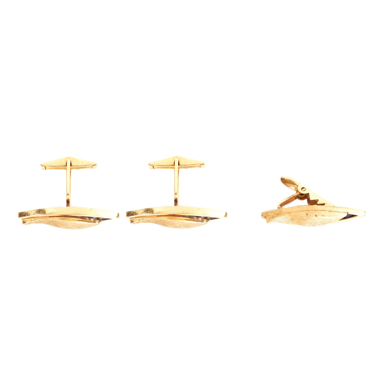 Vintage Sapphire and 14K Cufflinks and Tie Clip