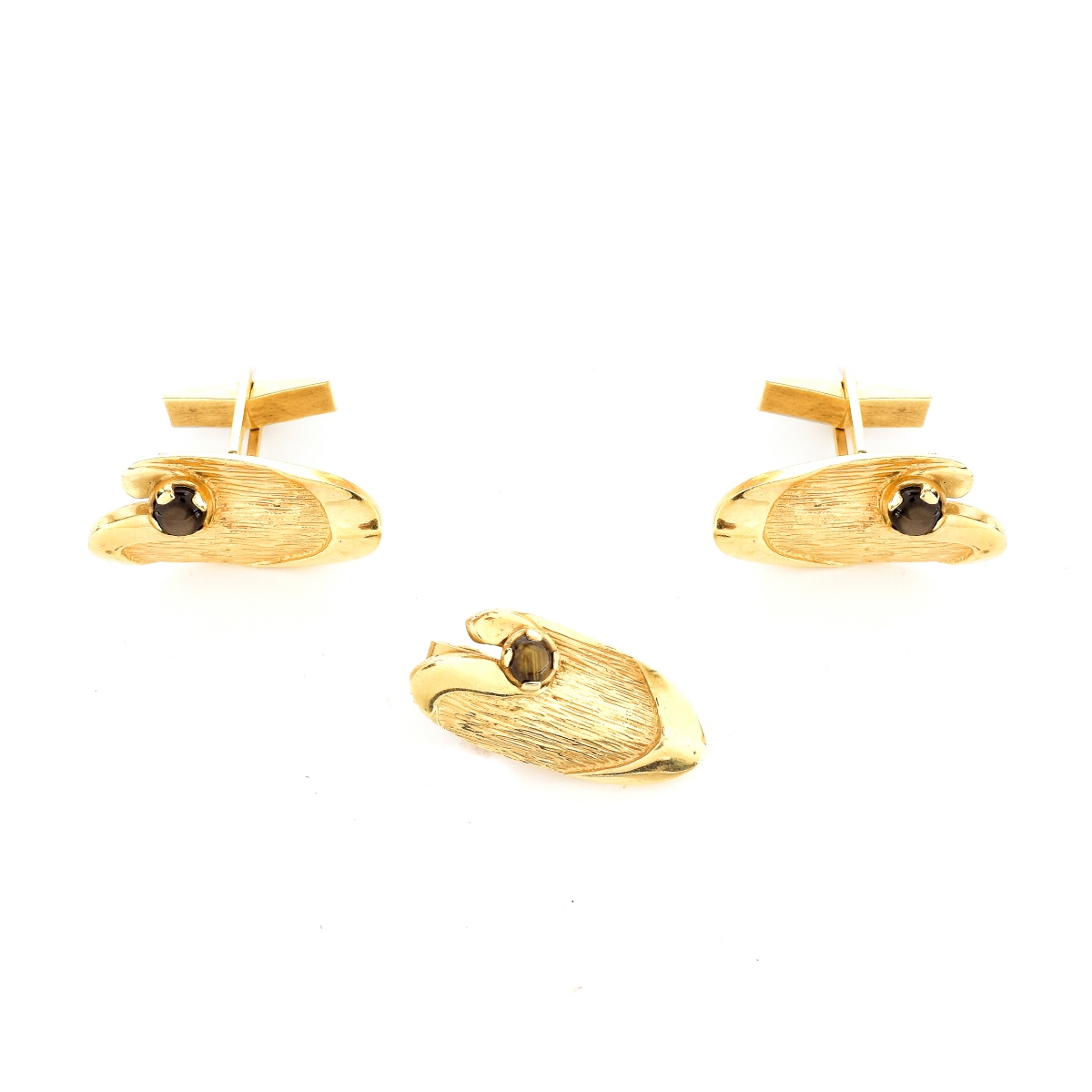 Vintage 14K Gold Cufflinks and Tie Clip