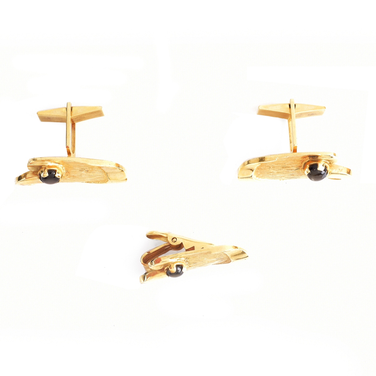 Vintage 14K Gold Cufflinks and Tie Clip