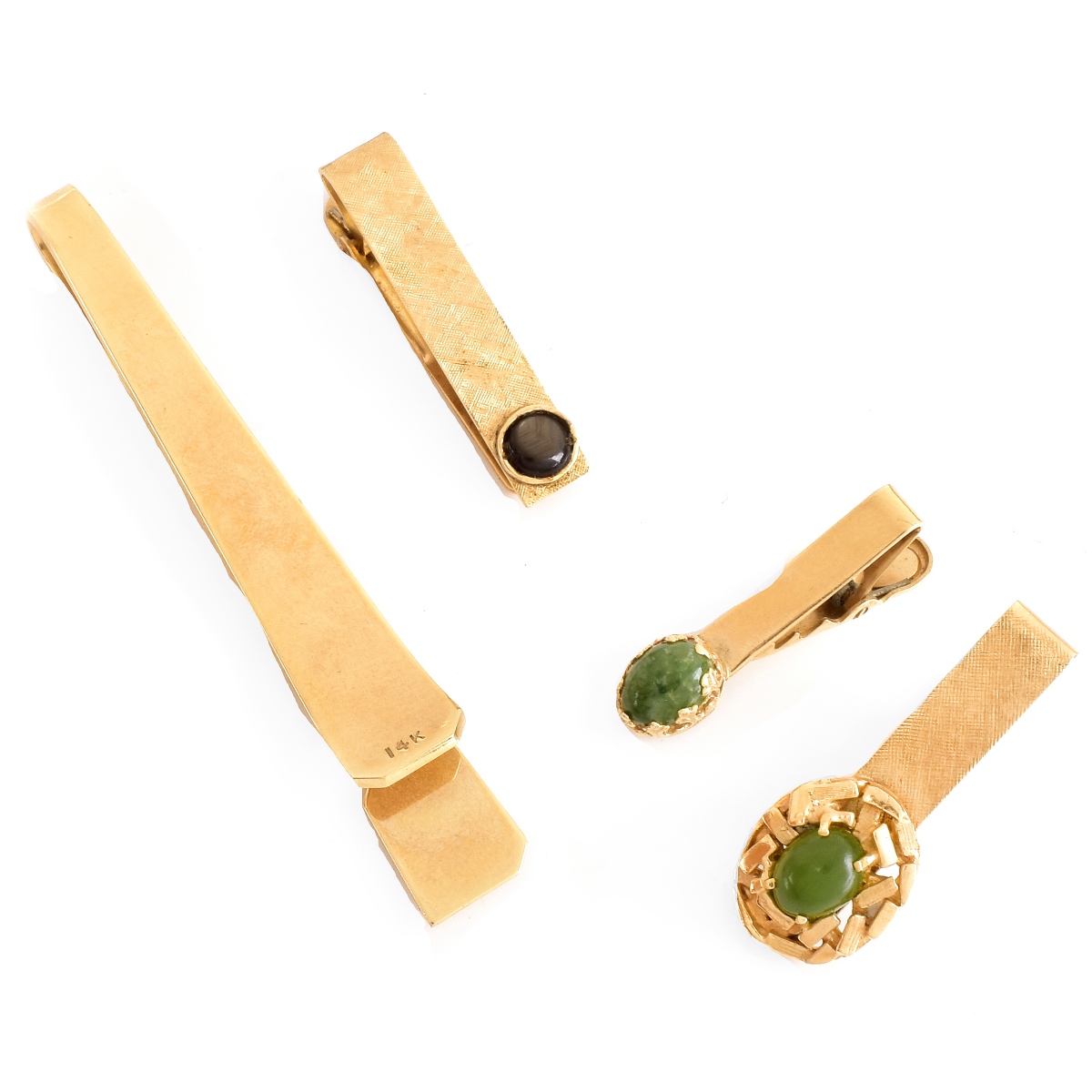 Four Vintage 14K Gold Tie Clips