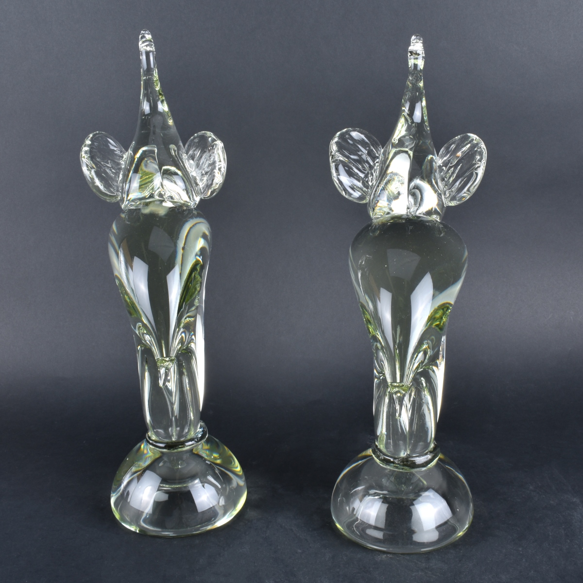 Pair Murano Elephants