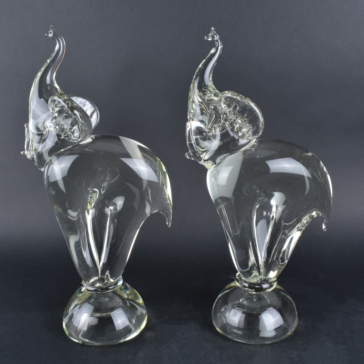 Pair Murano Elephants