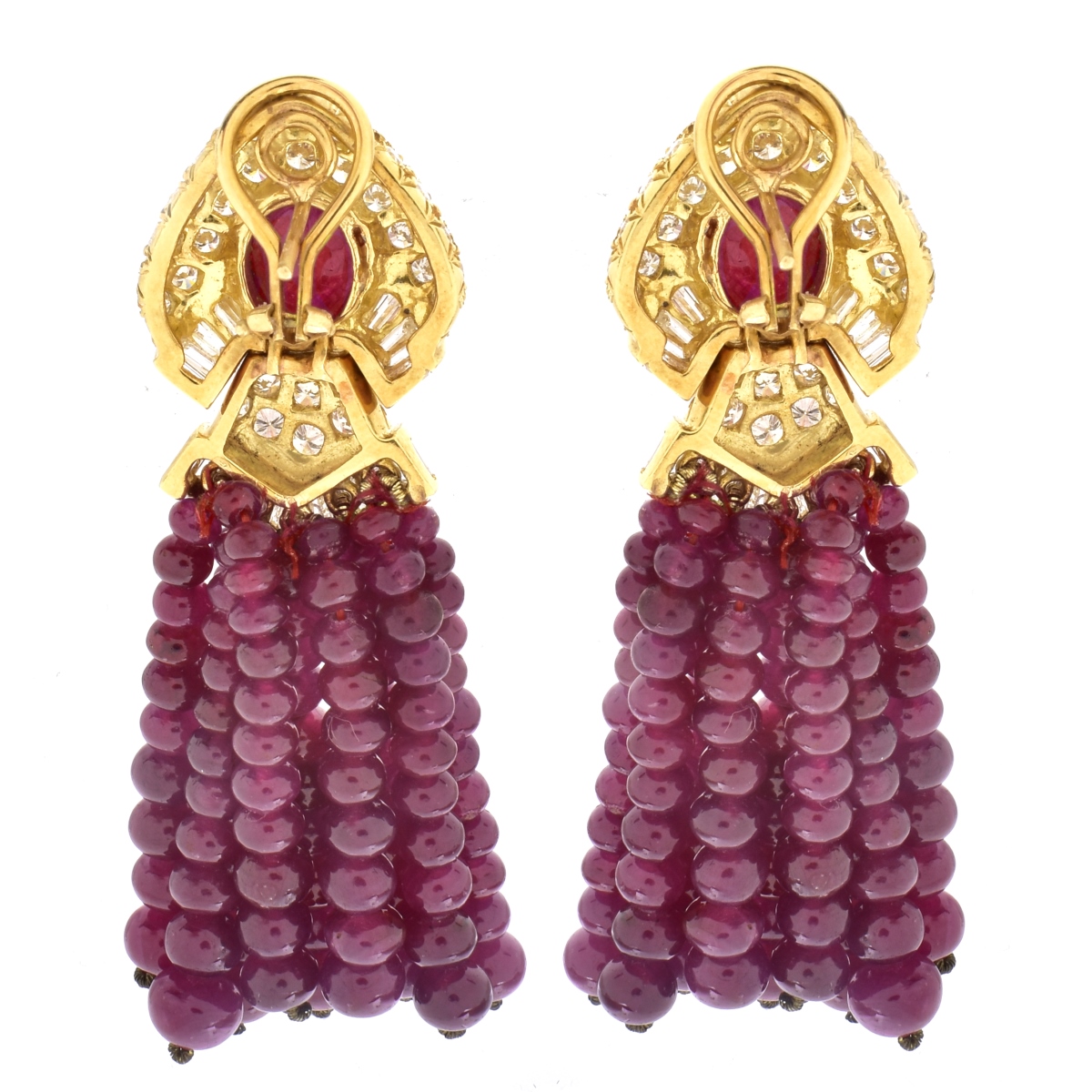 Burma Ruby, Diamond and 18K Gold Earrings