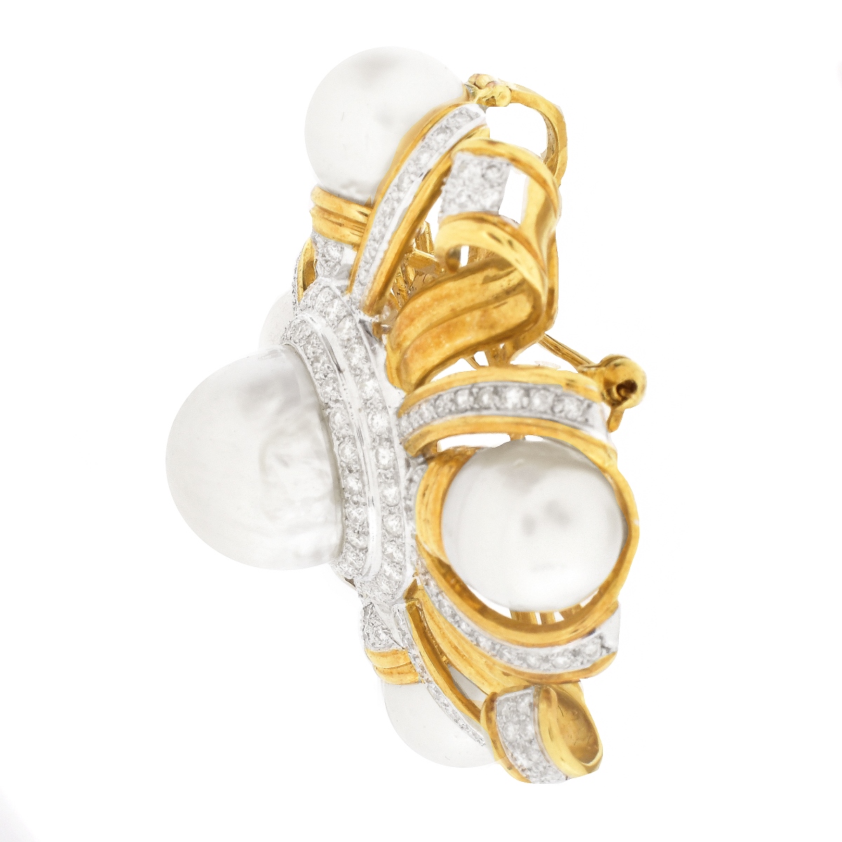 Pearl, Diamond and 18K Gold Brooch