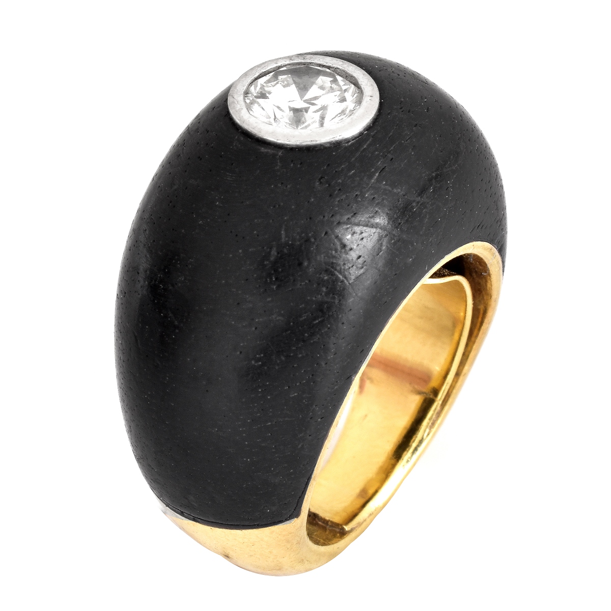 Diamond, 18K Gold and Ebony Ring