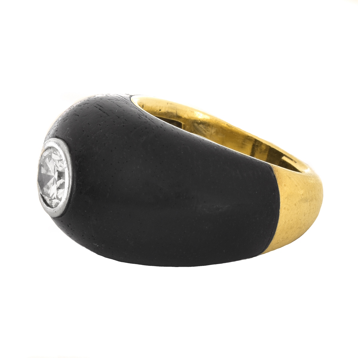 Diamond, 18K Gold and Ebony Ring