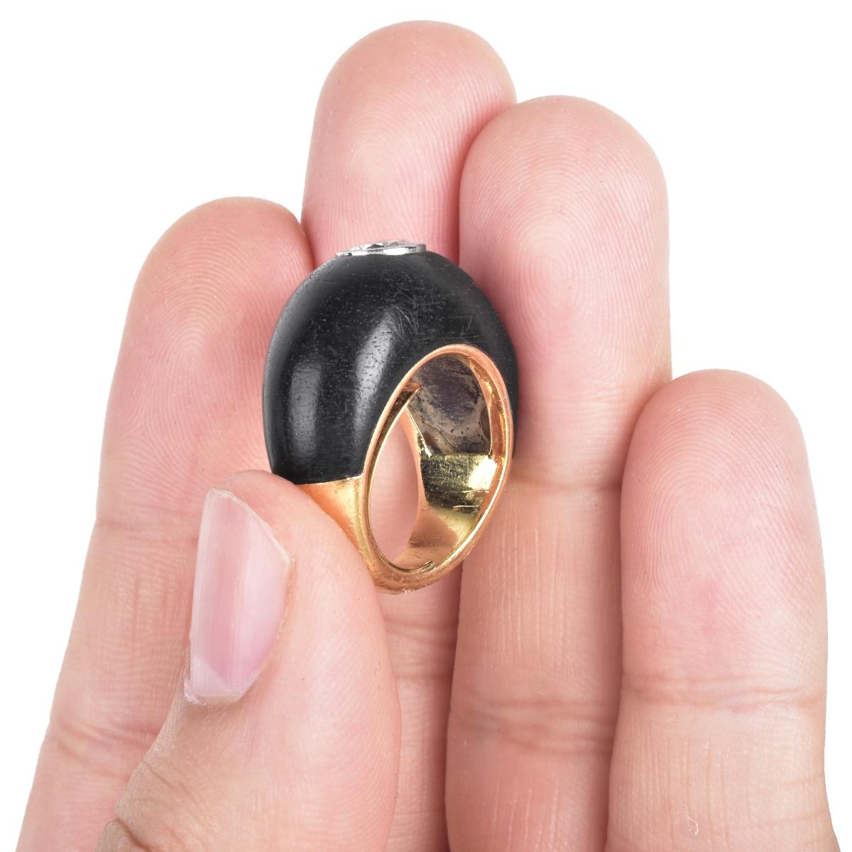 Diamond, 18K Gold and Ebony Ring