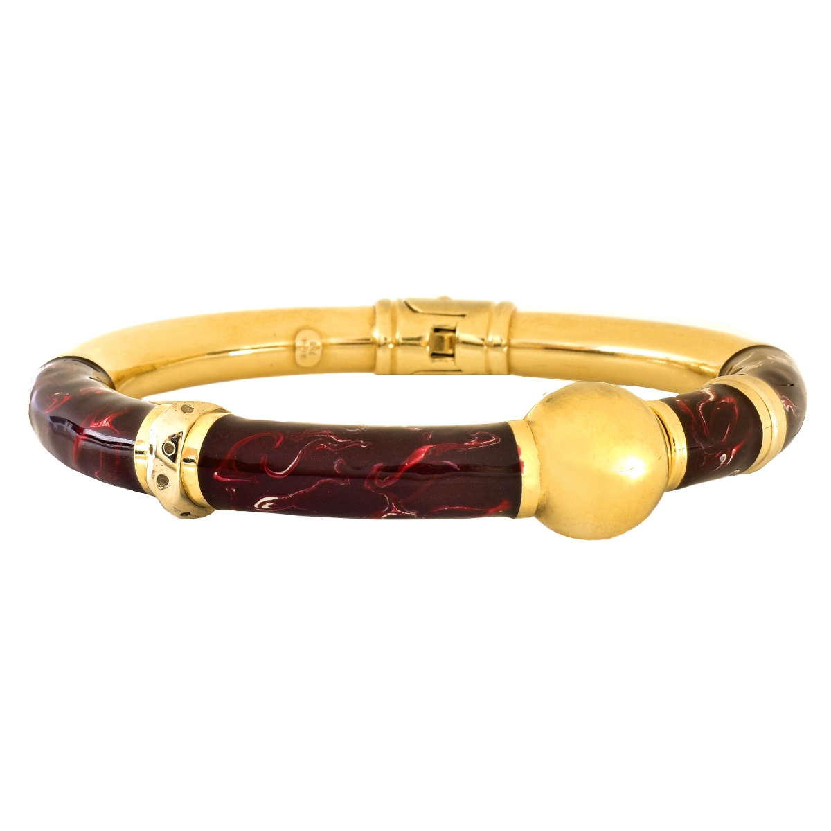 Italian 18K Gold and Enamel Bangle