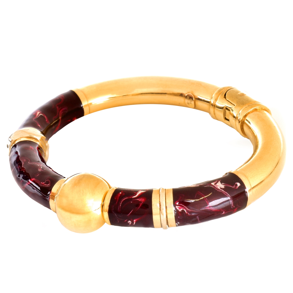 Italian 18K Gold and Enamel Bangle