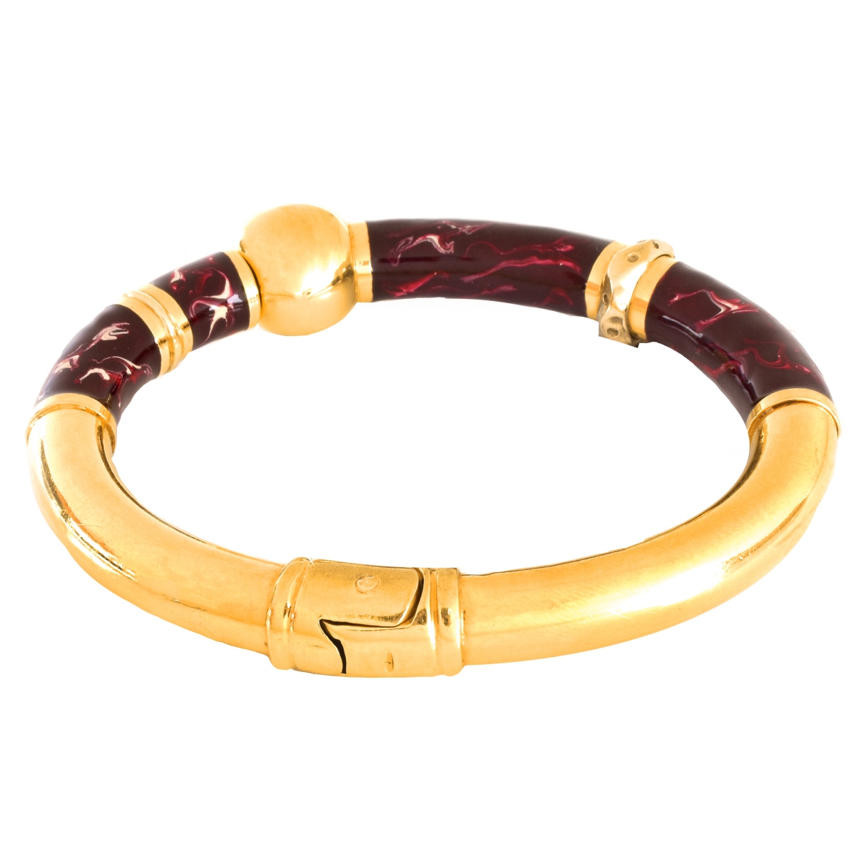 Italian 18K Gold and Enamel Bangle