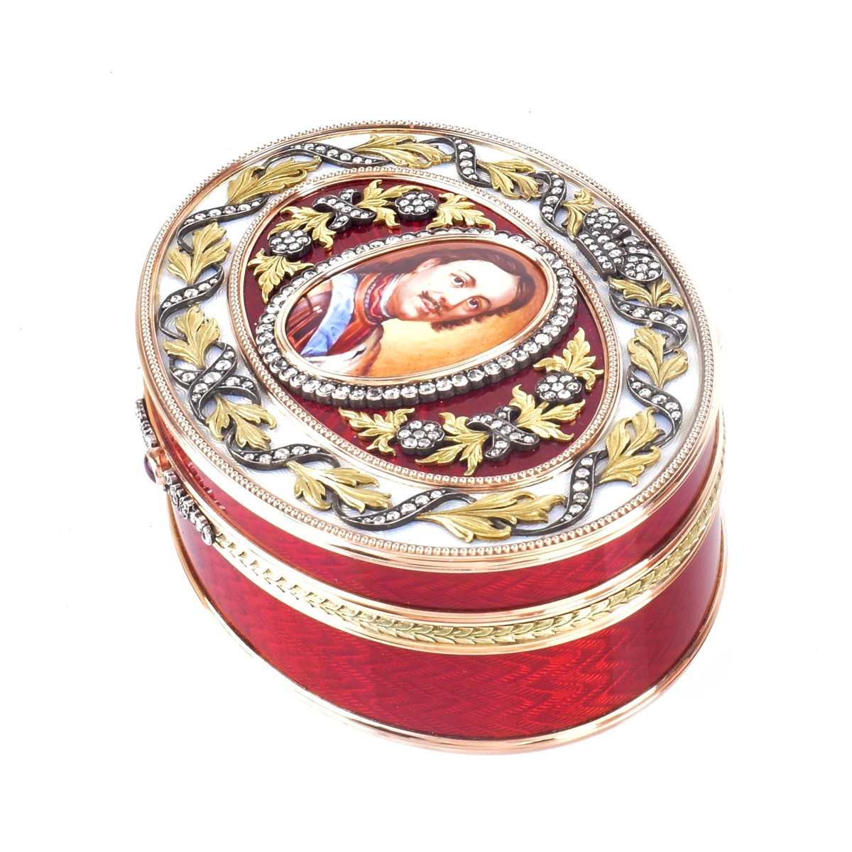 Contemporary Faberge 14K Gold and Enamel Box