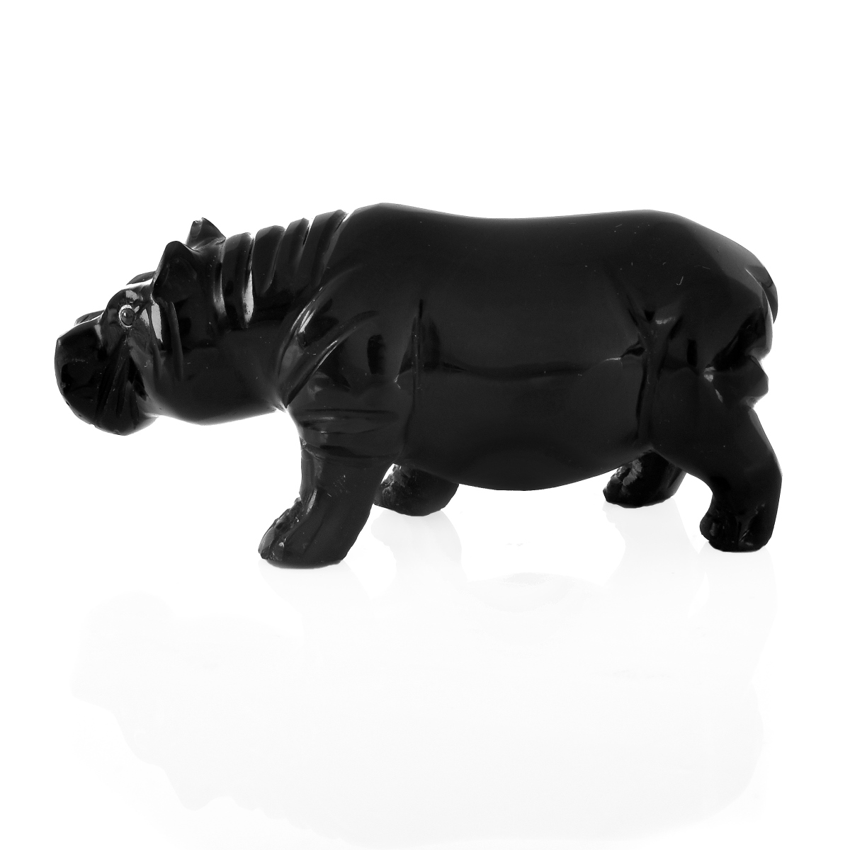 Russian Carved Obsidian Hippo Figure