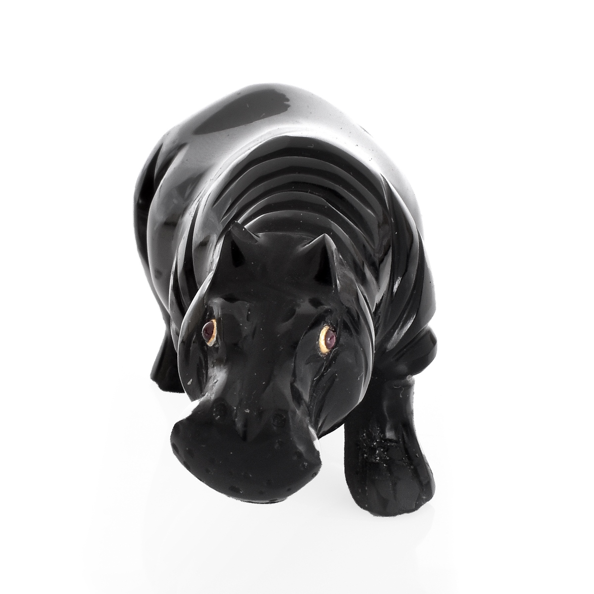 Russian Carved Obsidian Hippo Figure