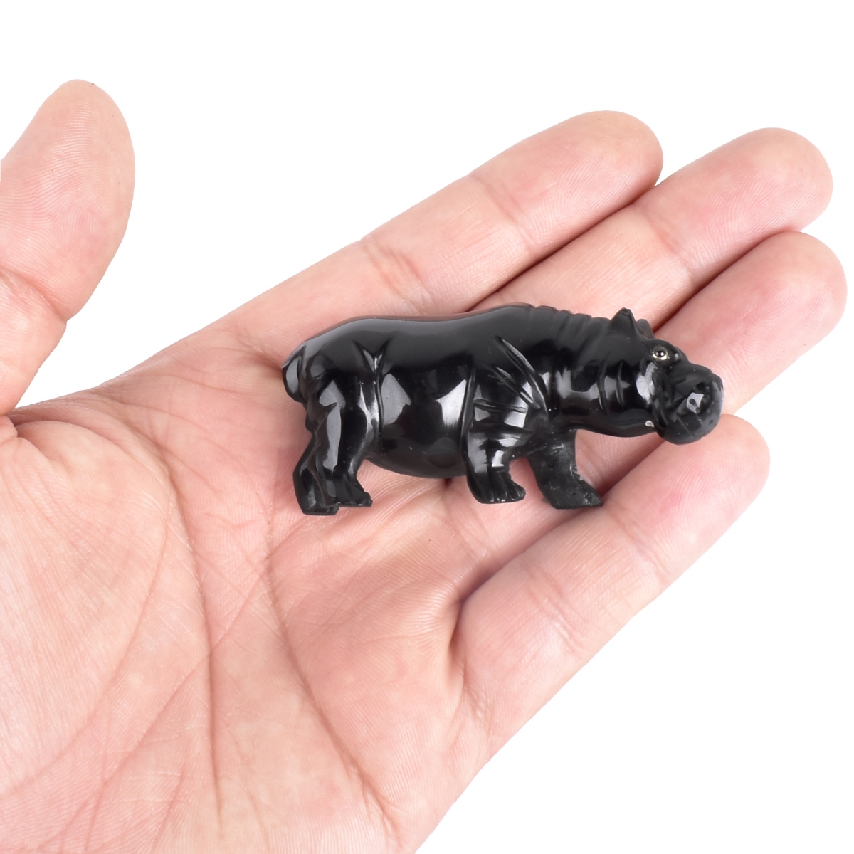 Russian Carved Obsidian Hippo Figure