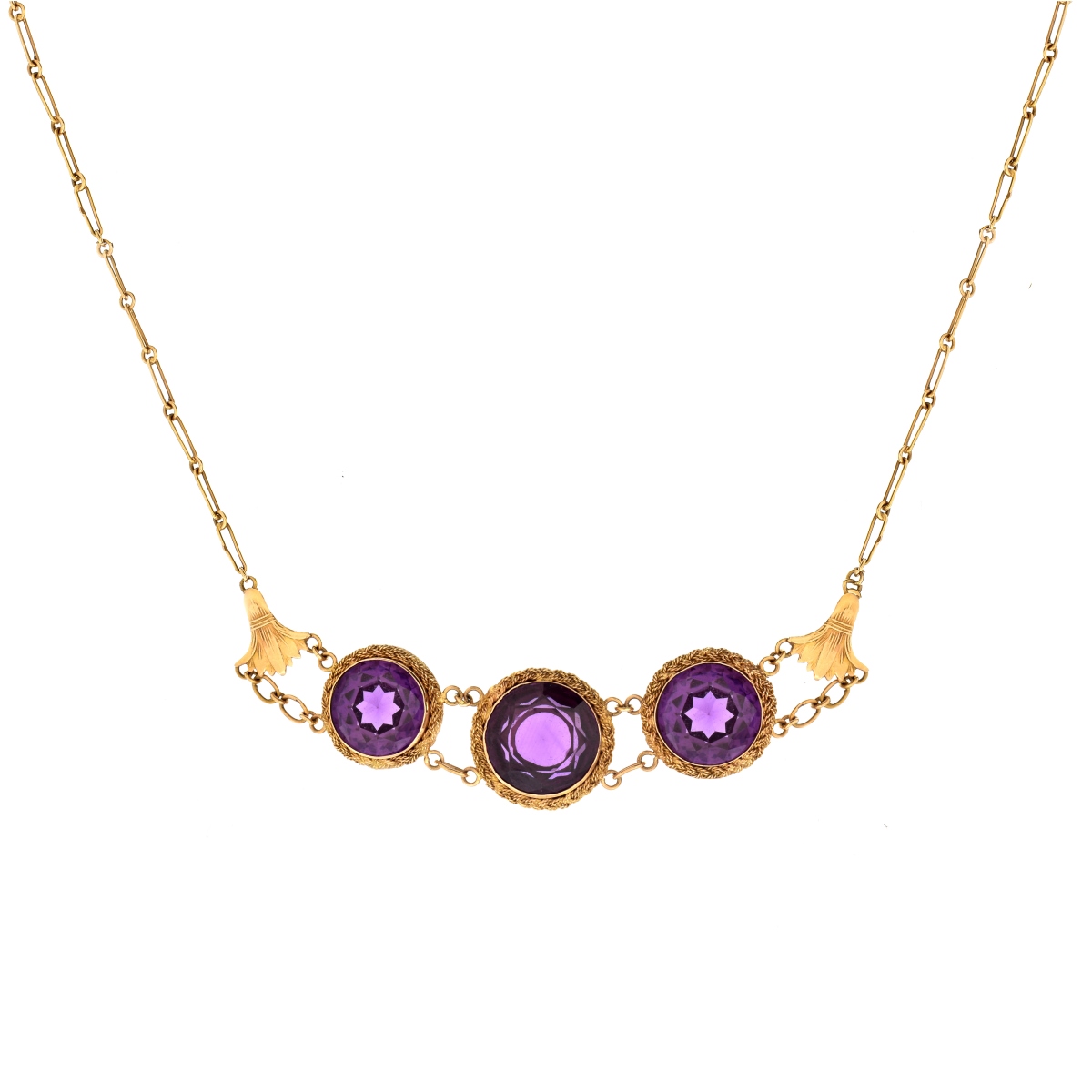 Antique Amethyst and 18K Gold Necklace