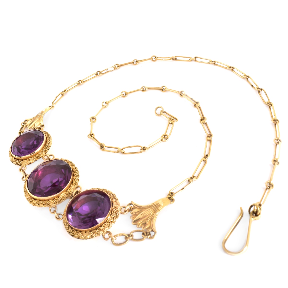 Antique Amethyst and 18K Gold Necklace