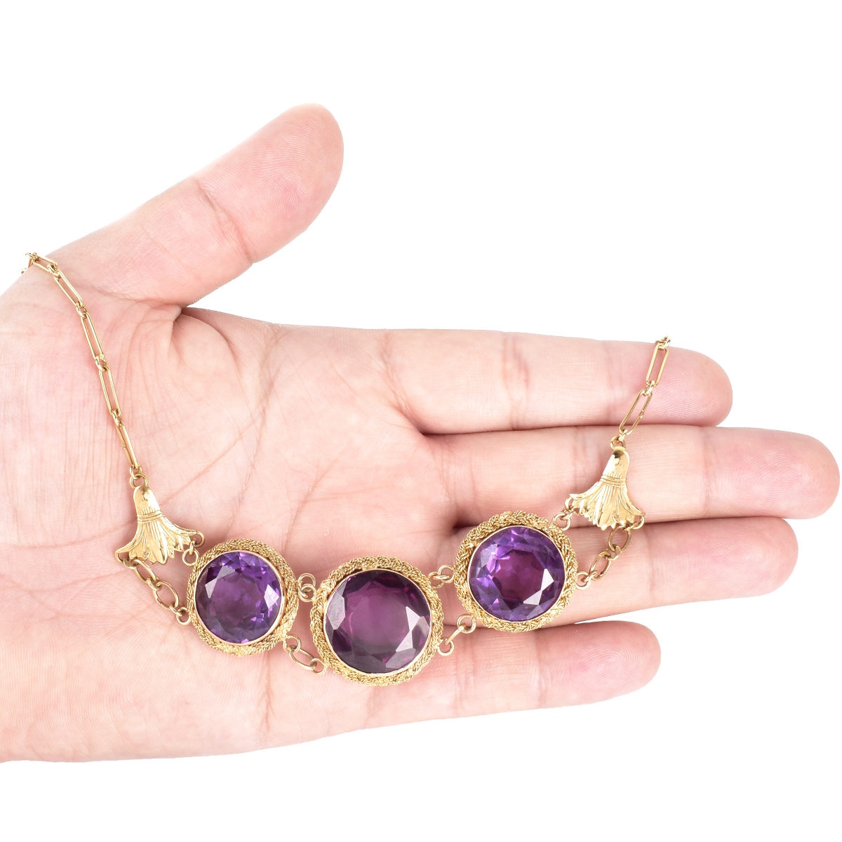 Antique Amethyst and 18K Gold Necklace