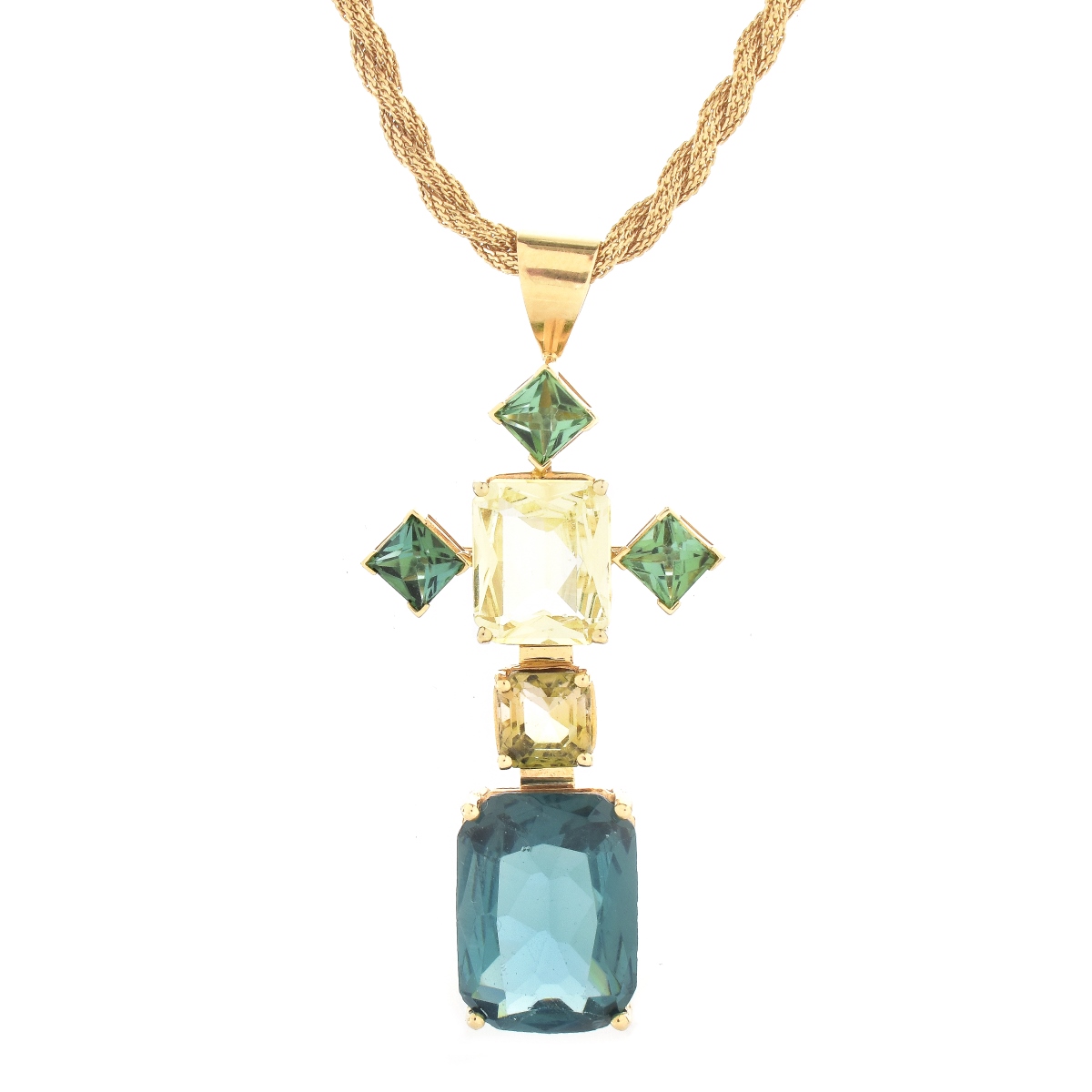 Multi Gemstone and 14K Gold Necklace