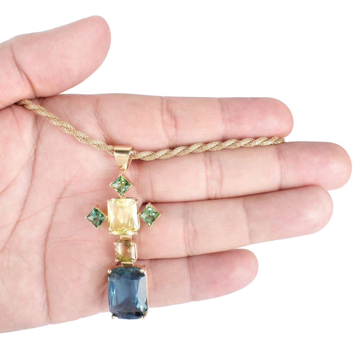 Multi Gemstone and 14K Gold Necklace