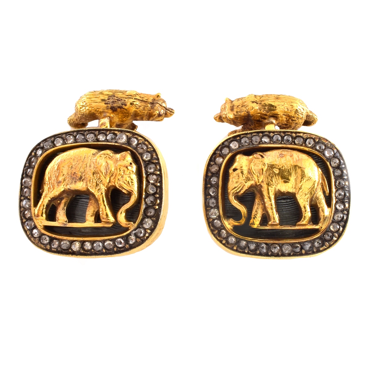 Faberge Diamond and Vermeil Cufflinks