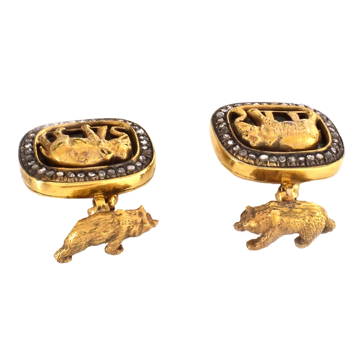 Faberge Diamond and Vermeil Cufflinks