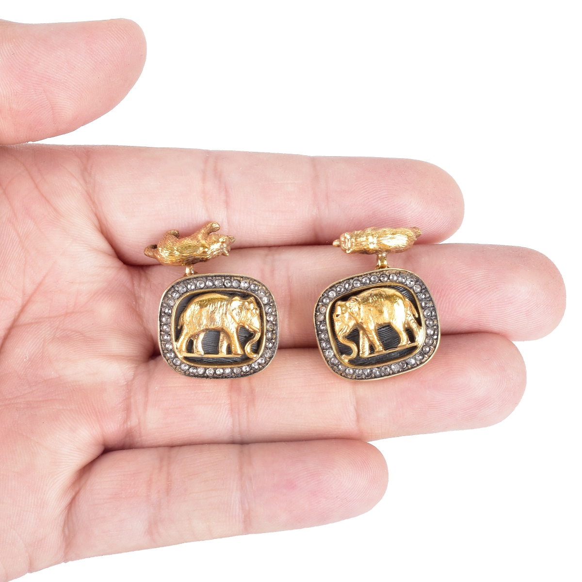 Faberge Diamond and Vermeil Cufflinks