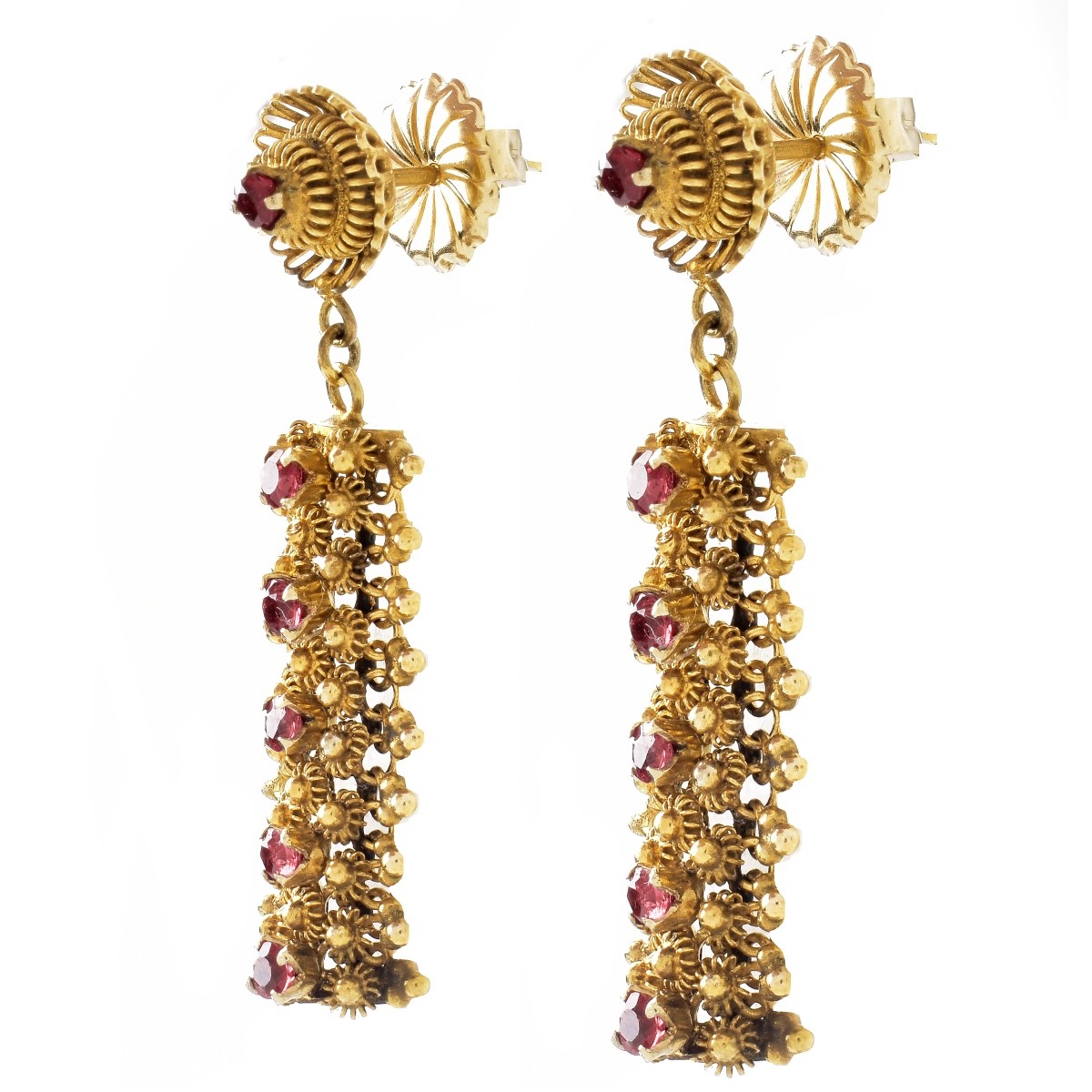 Vintage Ruby and 14K Gold Earrings