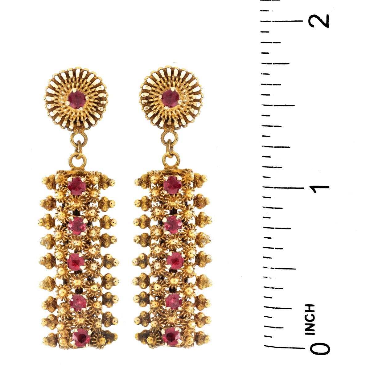 Vintage Ruby and 14K Gold Earrings