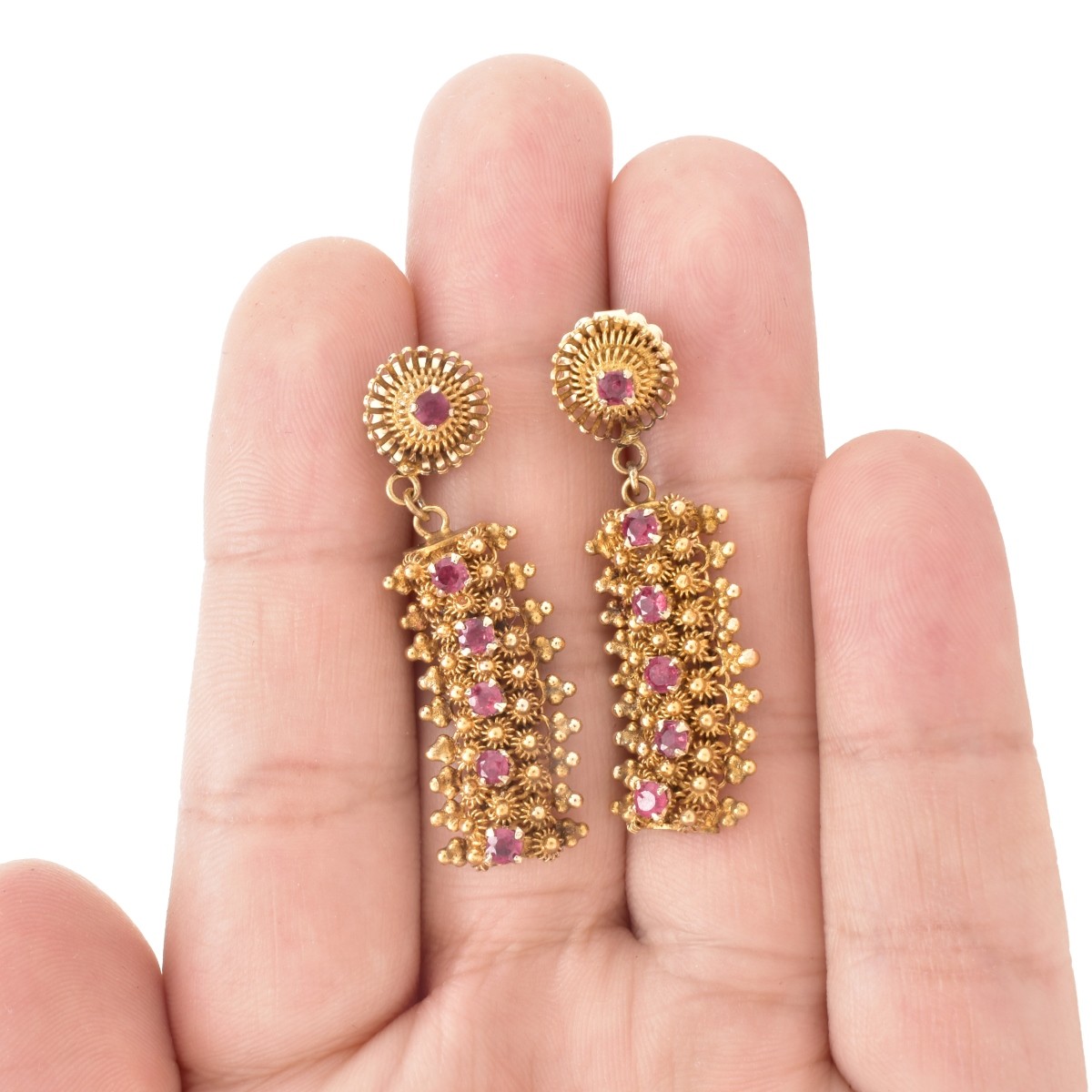 Vintage Ruby and 14K Gold Earrings