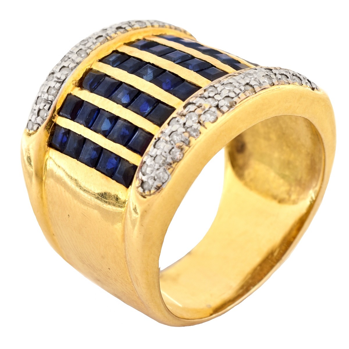 Sapphire, Diamond and 14K Gold Ring