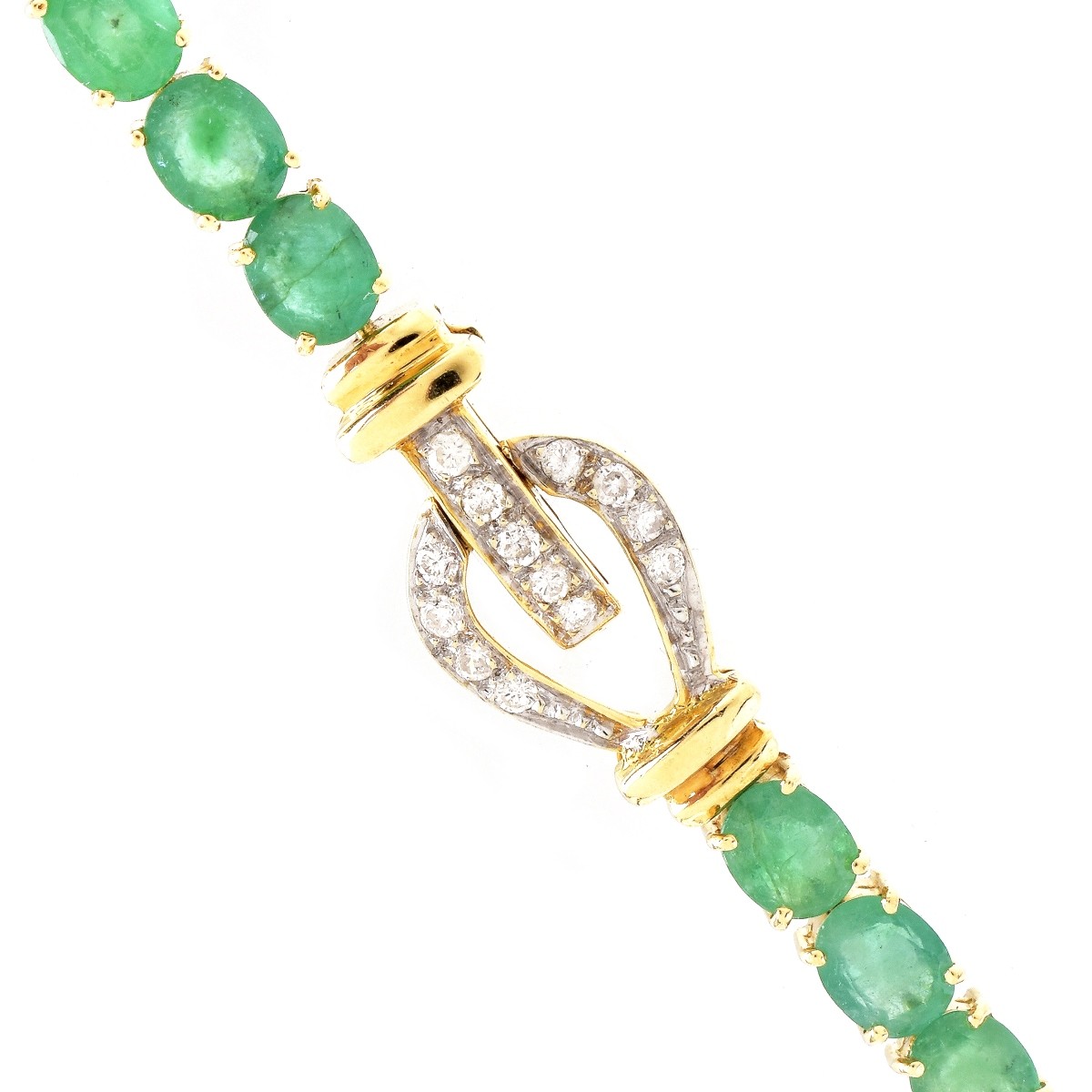 Vintage Emerald, Diamond and 18K Gold Bracelet