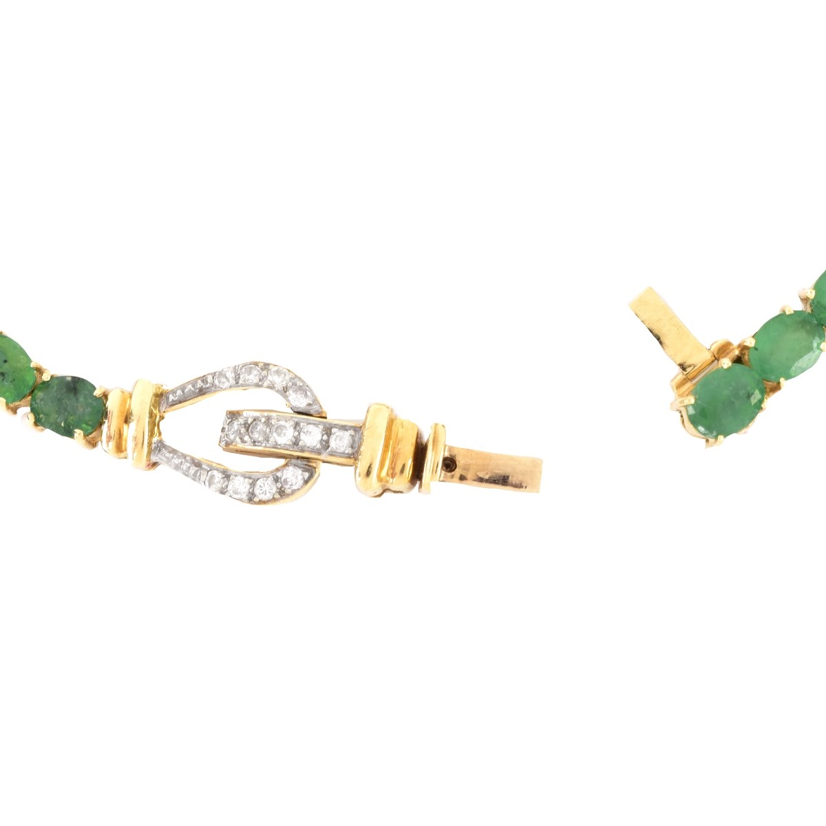 Vintage Emerald, Diamond and 18K Gold Bracelet