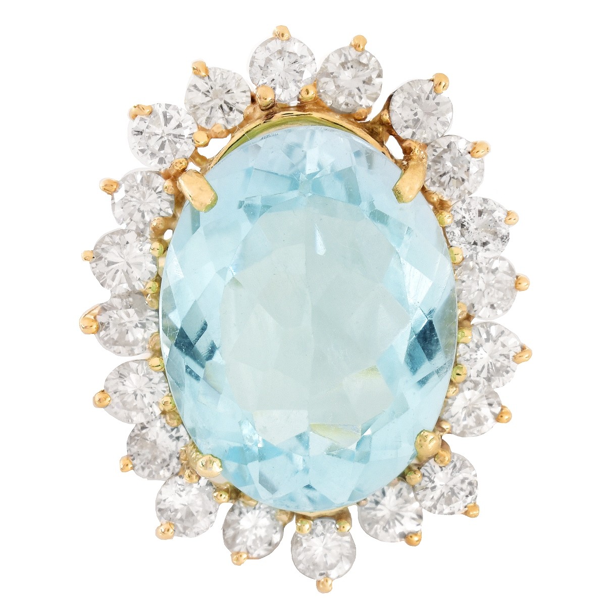 Aquamarine, Diamond and 14K Gold Ring