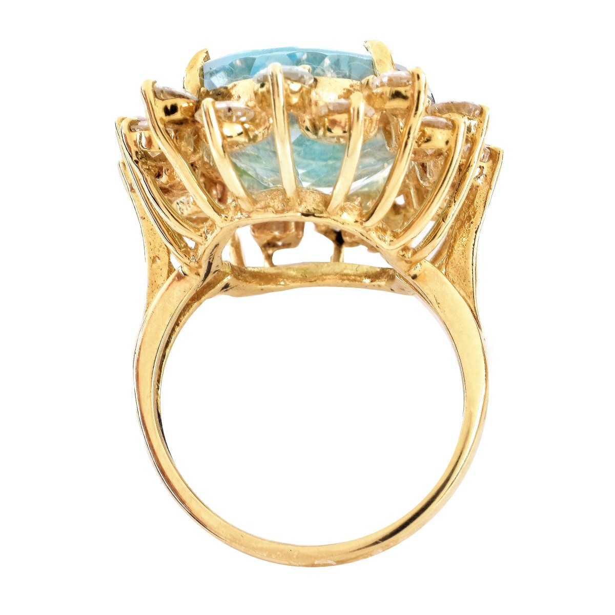 Aquamarine, Diamond and 14K Gold Ring