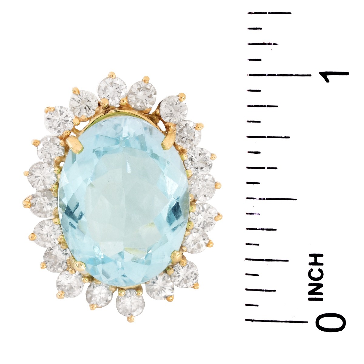 Aquamarine, Diamond and 14K Gold Ring