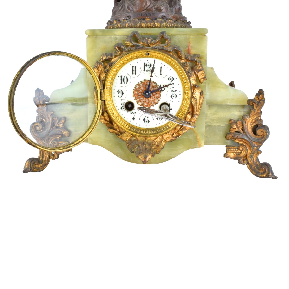 Antique Spelter And Onyx Clock