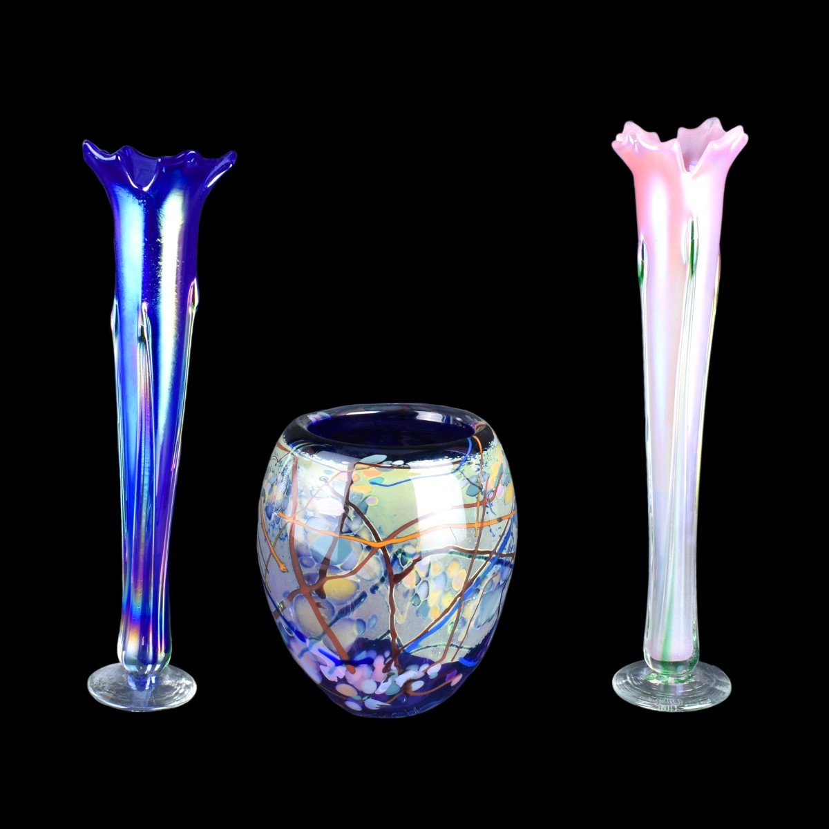 3 Art Glass Vases