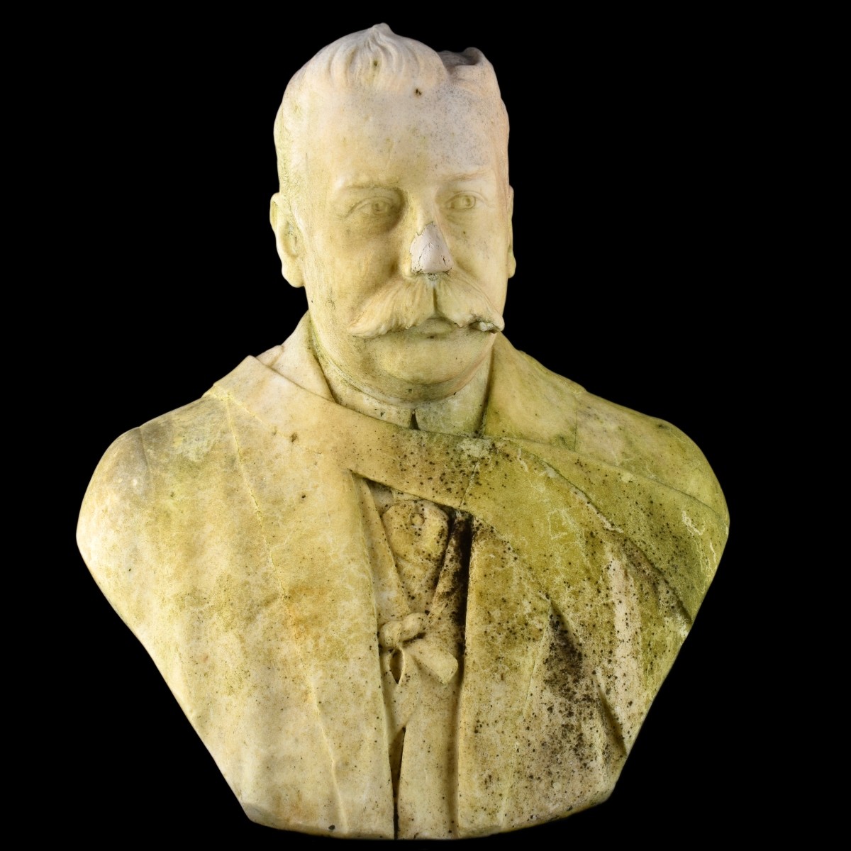 Antique 1920's Marble Bust Of A Man