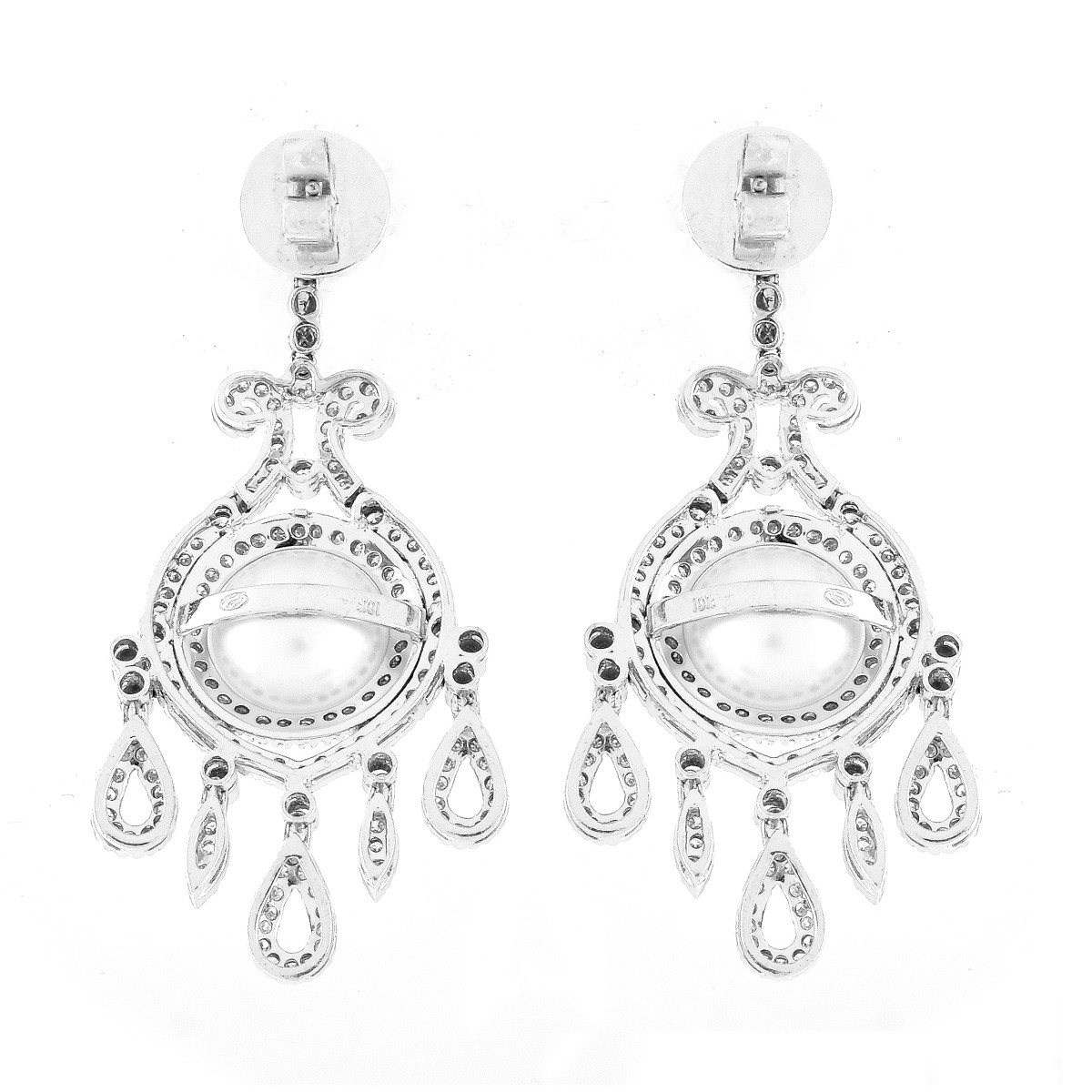 Diamond, Pearl and 18K Gold Earrings