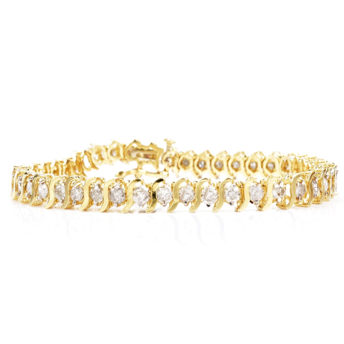 4.30ct TW Diamond and 14K Gold Bracelet