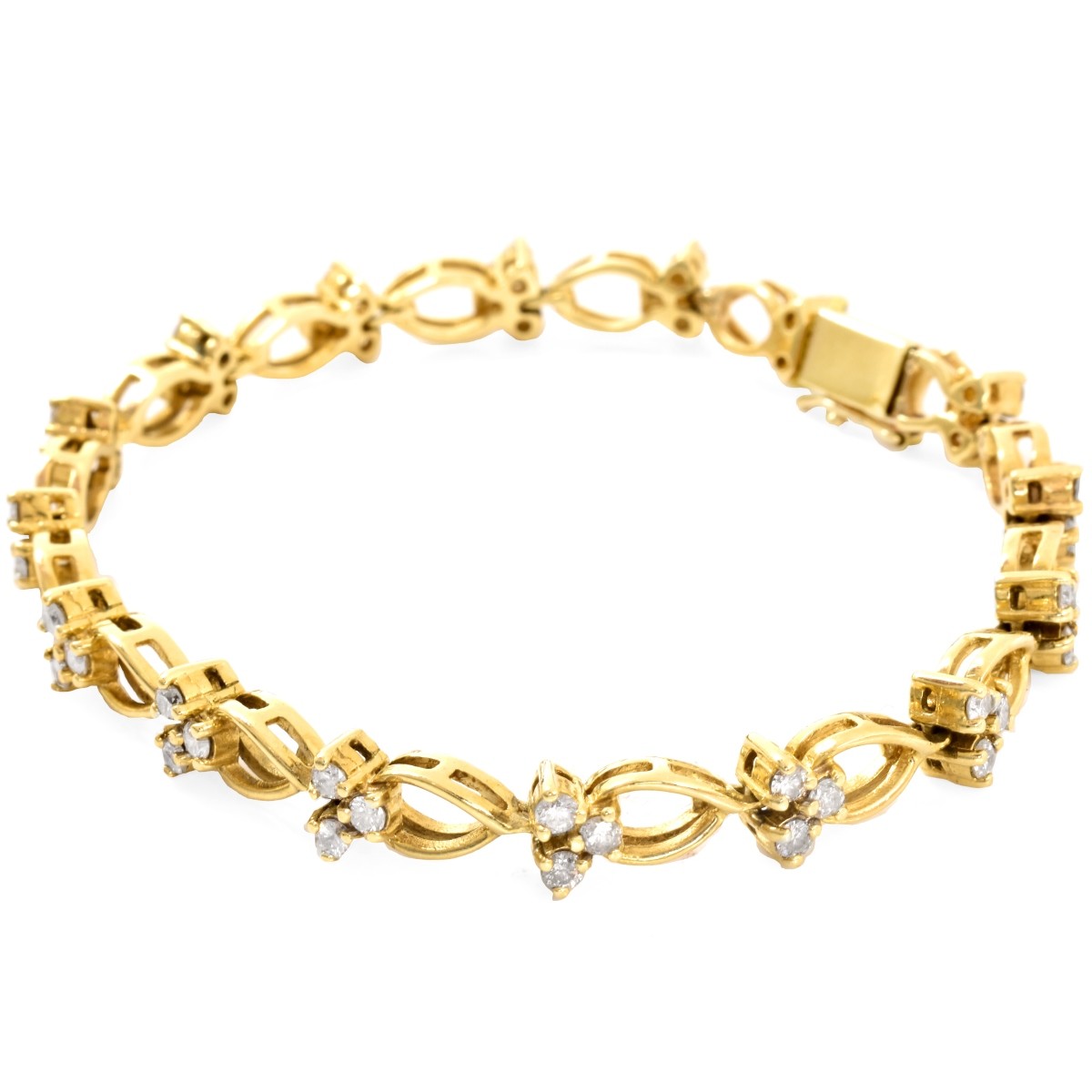 2.15ct TW Diamond and 14K Gold Bracelet