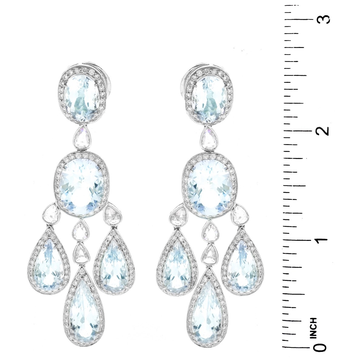 Aquamarine, Diamond and 18K Gold Earrings