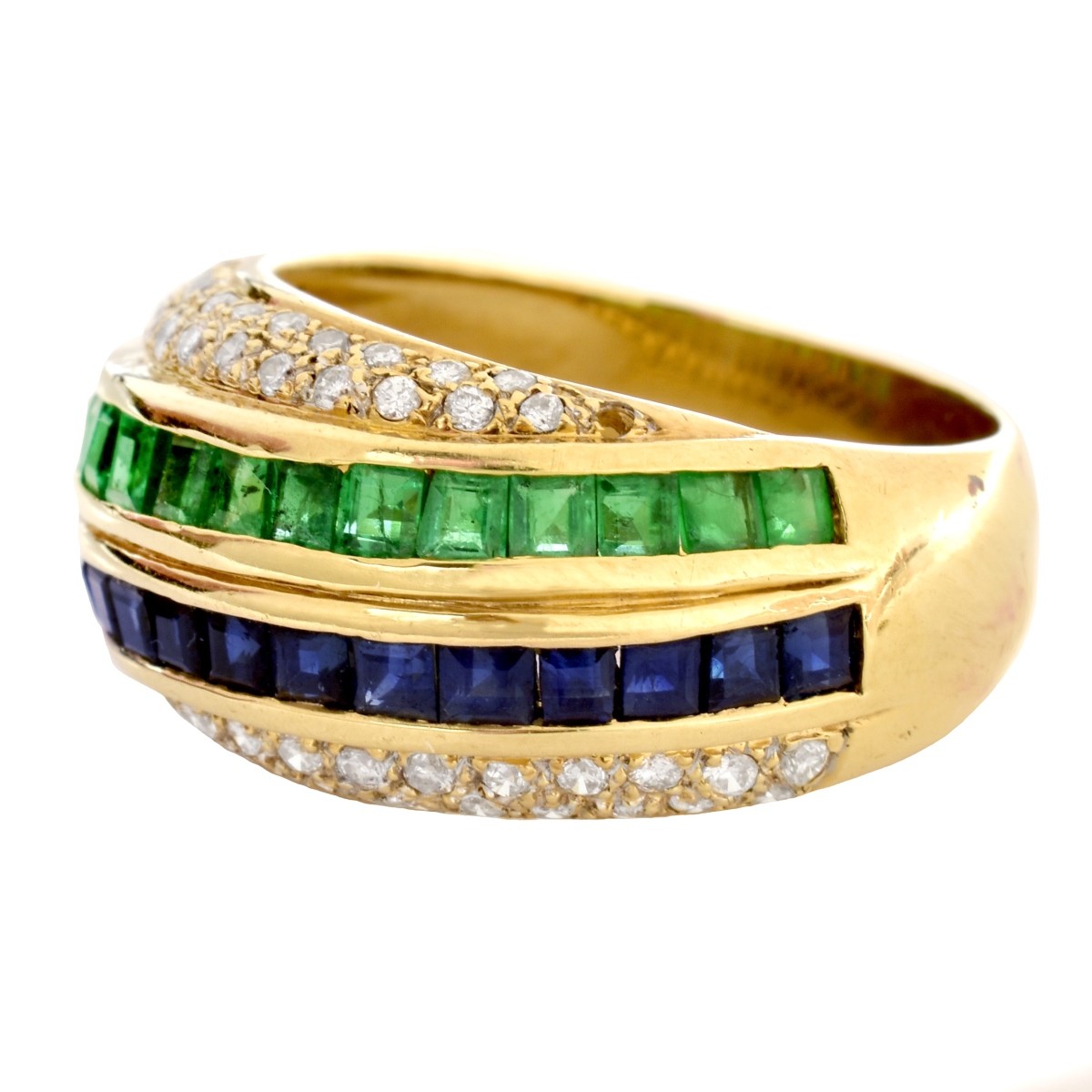 Diamond, Emerald, Sapphire and 18K Gold Ring